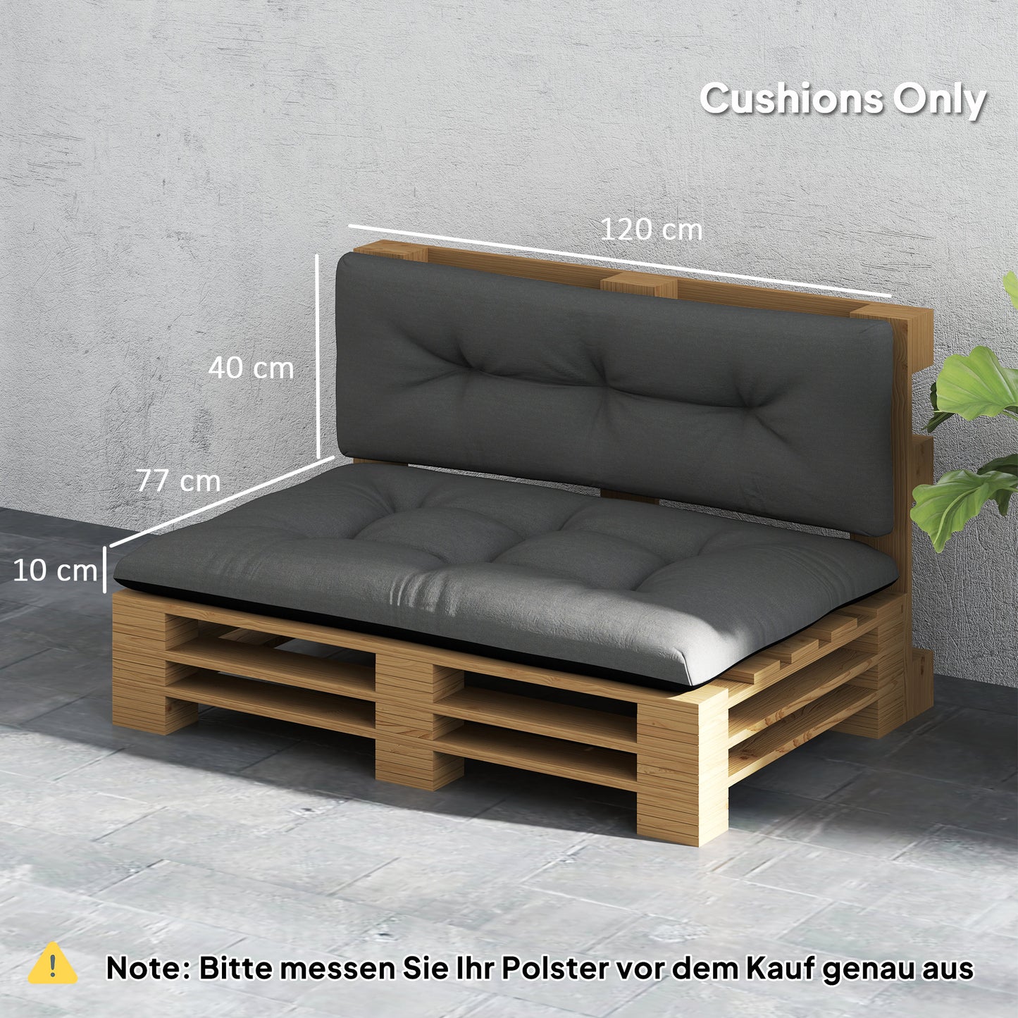 Outdoor 2-Seater Pallet Cushions - Tufted Replacement Set in Black