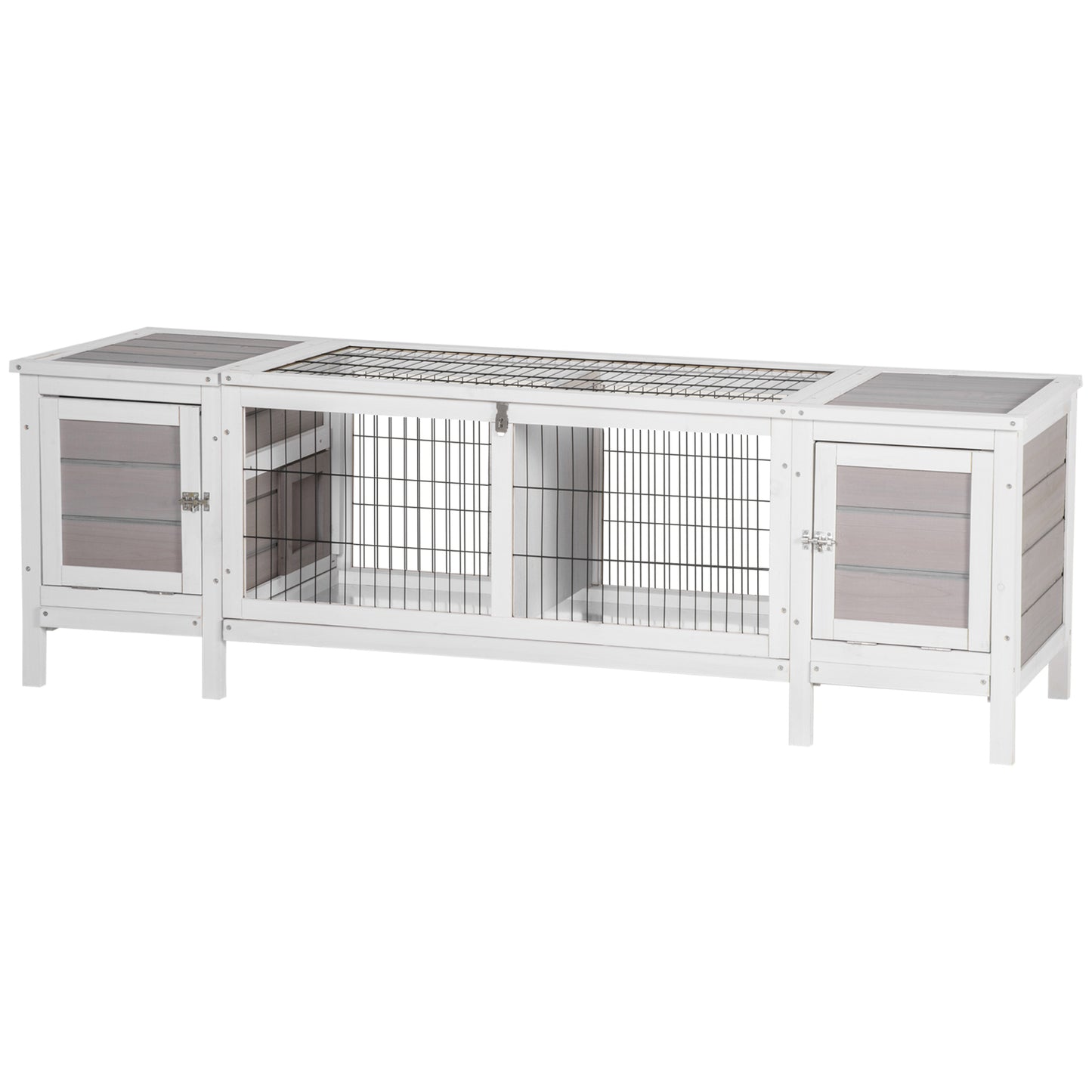 Indoor Rabbit Hutch with Pull-Out Tray and Divided Board - White, 970x560x260mm