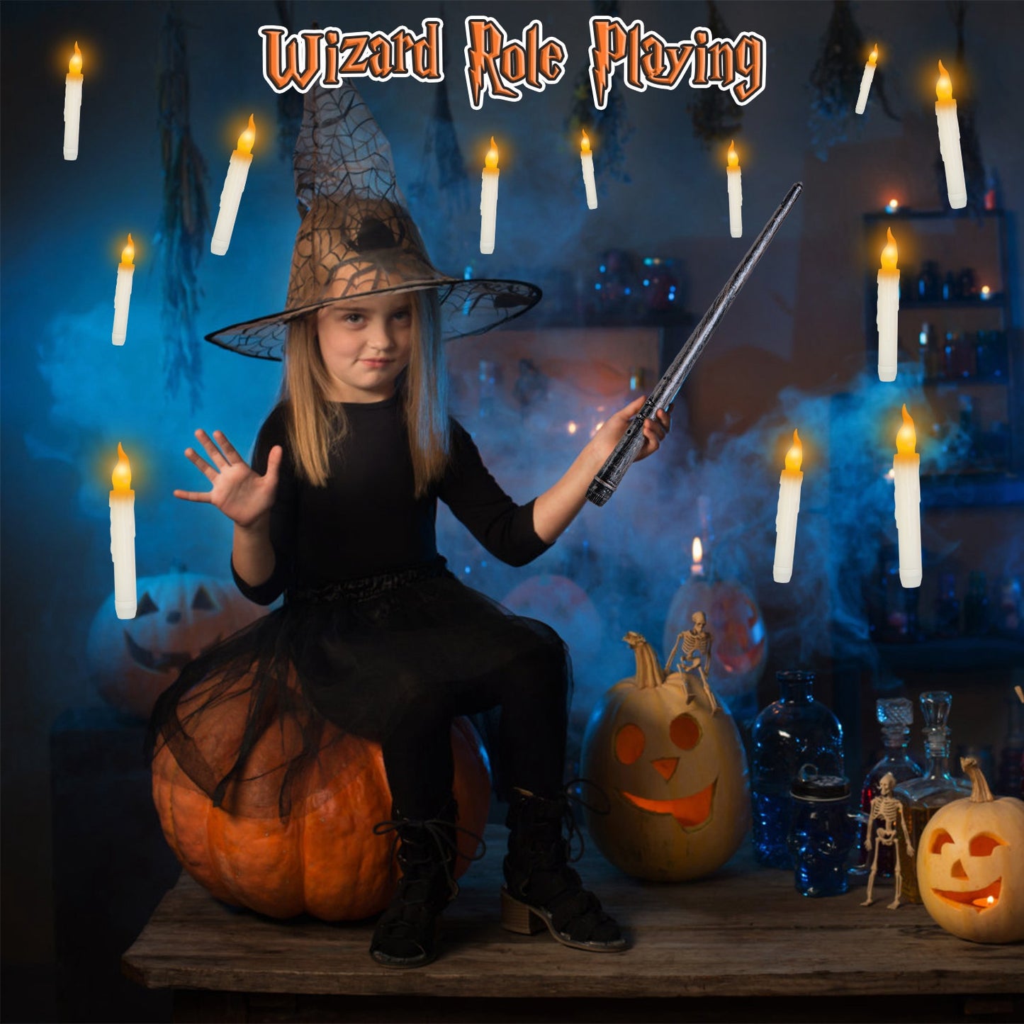 12-Piece Flameless Floating Candle Set with Magic Wand Remote