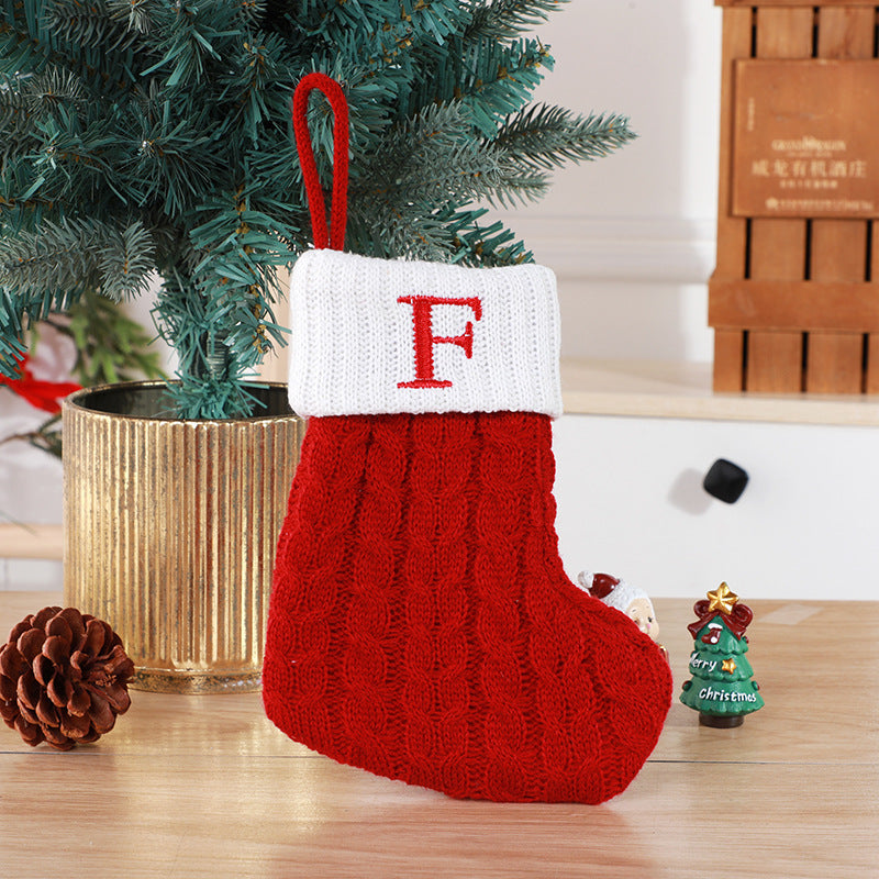 Christmas Stockings Decorative Wool Knitted Socks - Creative Tree Pendant