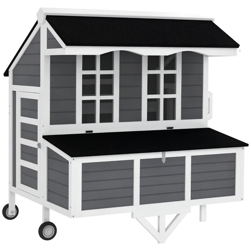 Chicken Coop with Wheels and Nesting Box for 2-4 Hens - Gray
