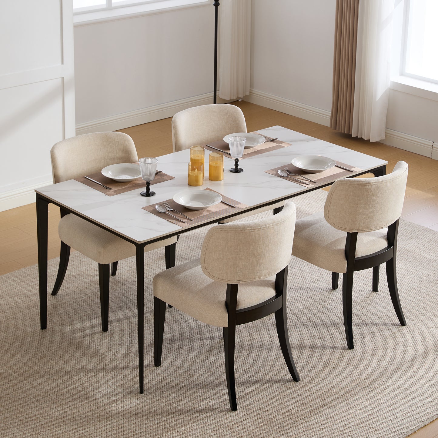 Modern Upholstered Dining Chairs Set of 2 - Cream