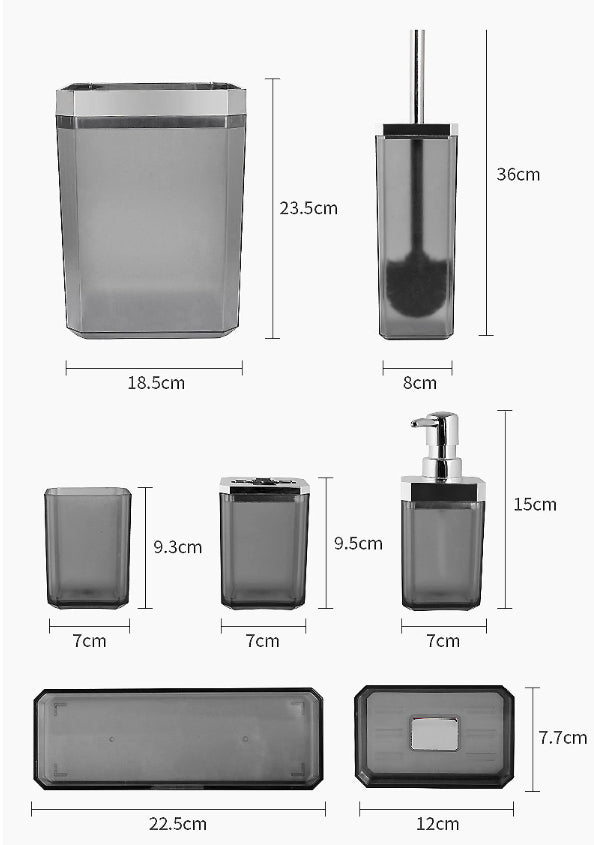 5-Piece Bathroom Wash Set with Ceramic-Inspired Design - Stylish Home Organizer