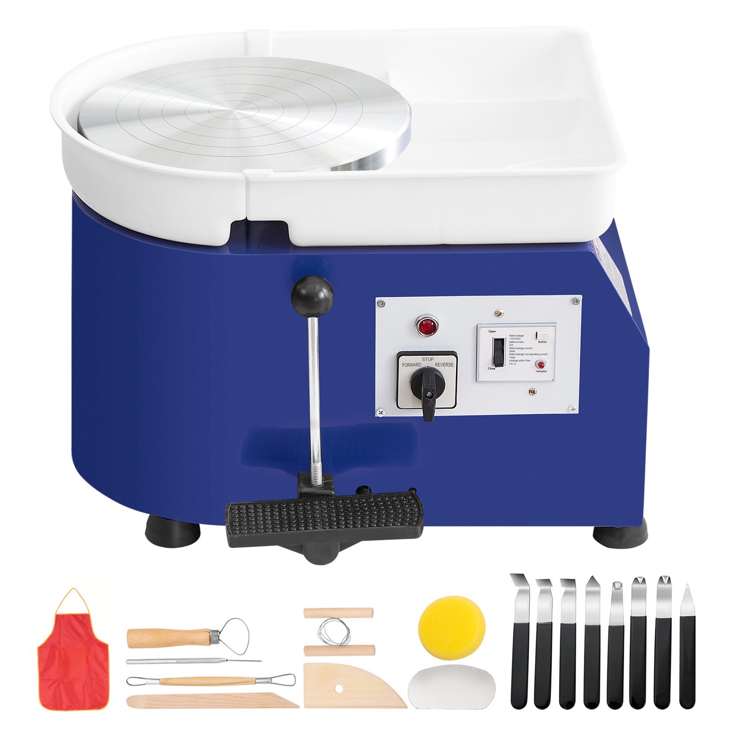 Pottery Wheel 350W, 11-In Clay Forming Machine with Adjustable RPM, Handle & Pedal Control, Detachable Basin for Beginners & Adults, Blue
