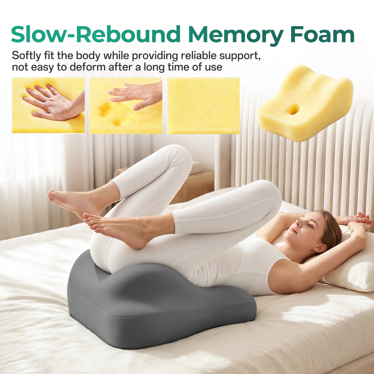 Ergonomic Memory Foam Support Pillow for Couples - Grey