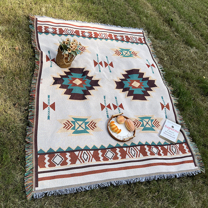 Bohemian Outdoor Camping Rug - Knitted Chenille Picnic Mat for Garden & Patio