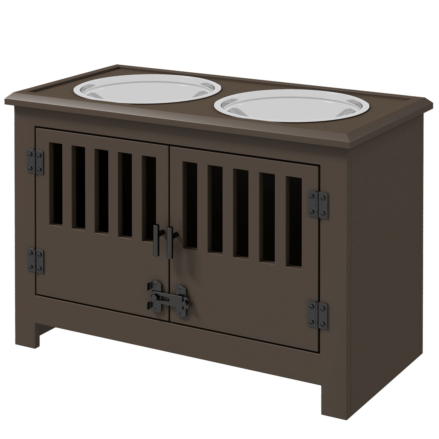 Dog Food Storage Cabinet with Bowls and Feeding Station - Espresso