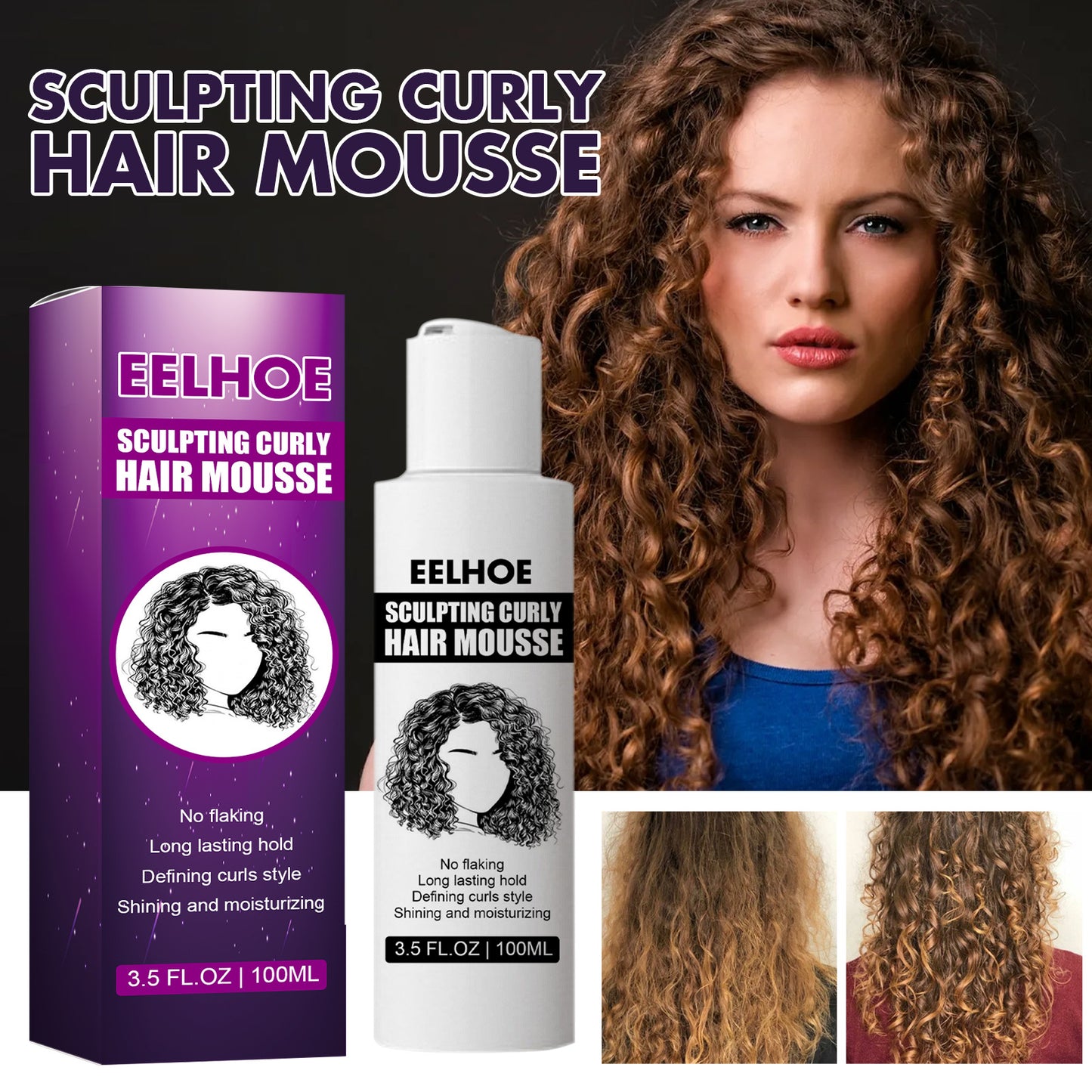 Curly Hair Styling Cream - Moisturizing Curl Enhancer for Fluffy Definition