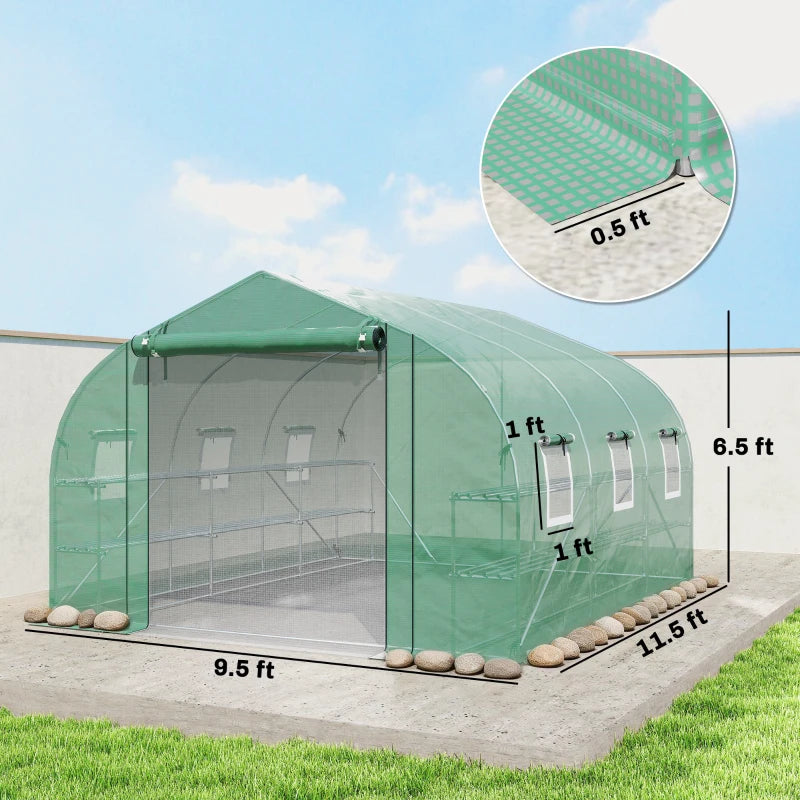 Walk-In Greenhouse with Shelves - Outdoor Plant Hot House