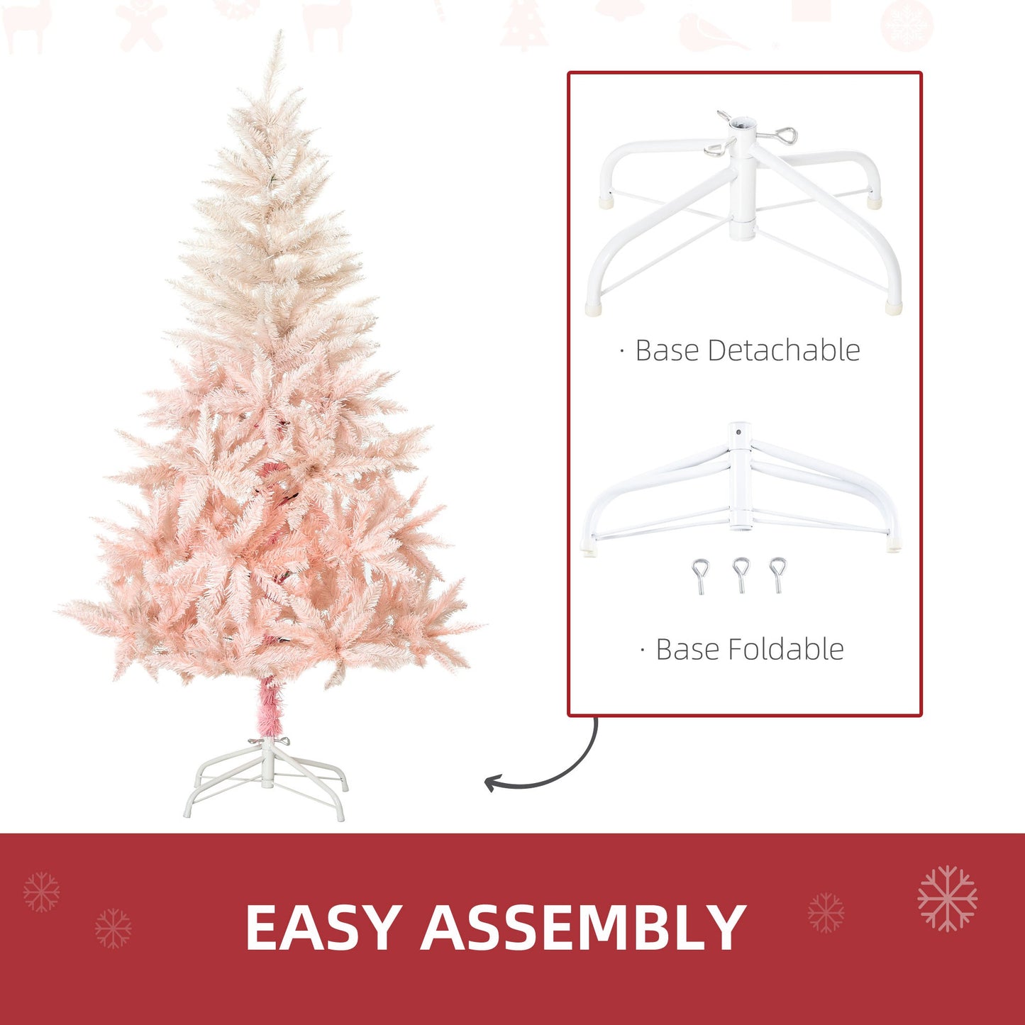 7ft Pink Unlit Spruce Artificial Christmas Tree with 1000 Tips