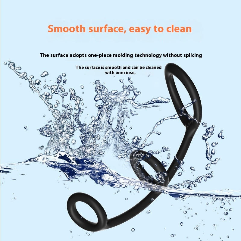 Male Silicone Lock Ring - Adult Wellness Toy, Black