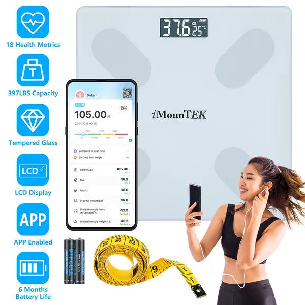Smart Digital Body Weight Scale with BMI & App Sync - White