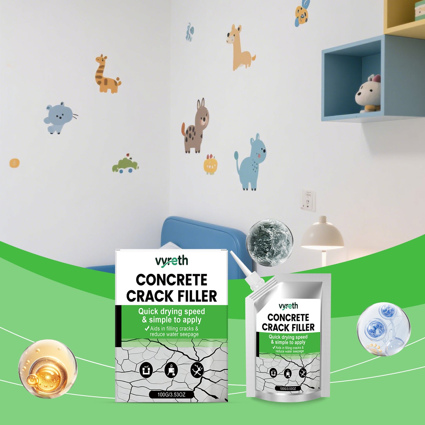 Waterproof Crack Filler 100g - Durable Repair Compound for Concrete and Masonry