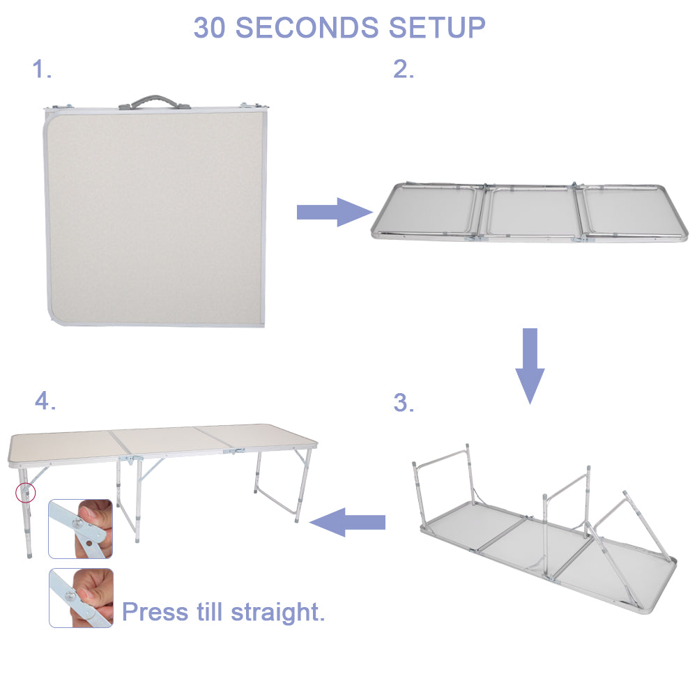 6ft Aluminum Alloy Folding Table - Outdoor & Camping Use