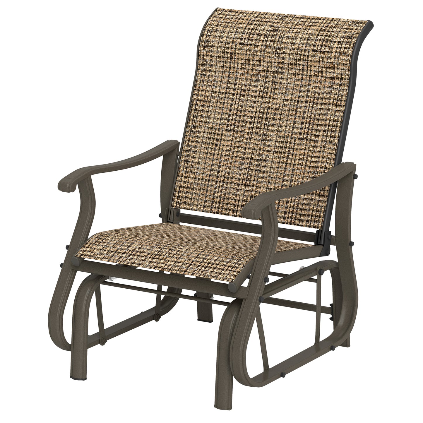 Outdoor Glider Chair with Mesh Seat - Light Mixed Brown
