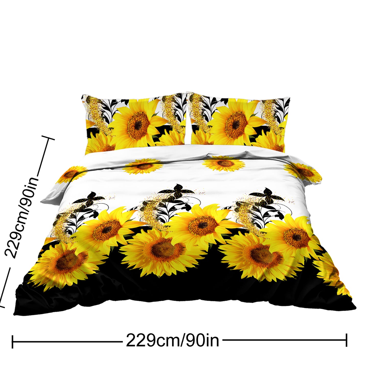 Sunflower Duvet Cover Set - 3 Pieces Black & White Bedding