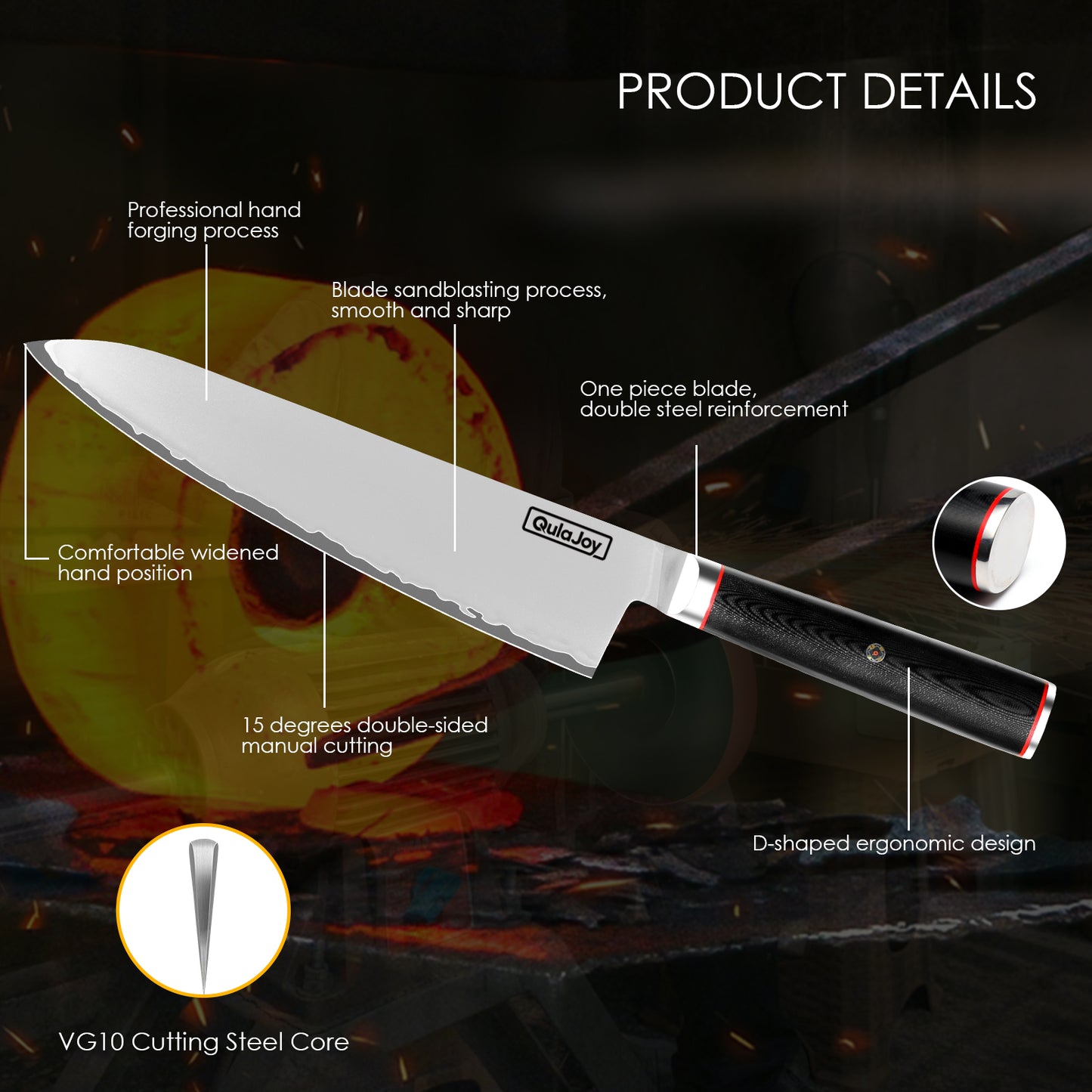 Japanese VG10 Chef Knife - Premium 10Cr15MoV Steel Kitchen Knife