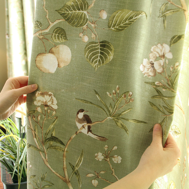 Rustic Country Style Window Curtains - Light-Blocking Cotton Linen Drapes
