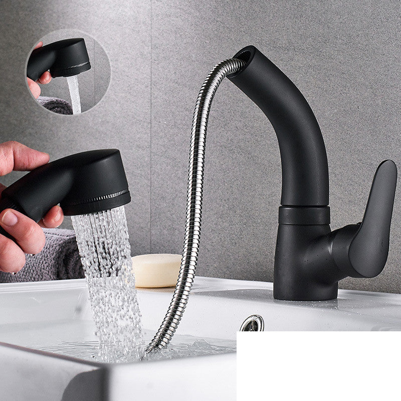 All-Copper Pull-Out Hot and Cold Face Wash Faucet - Chrome & Black Options