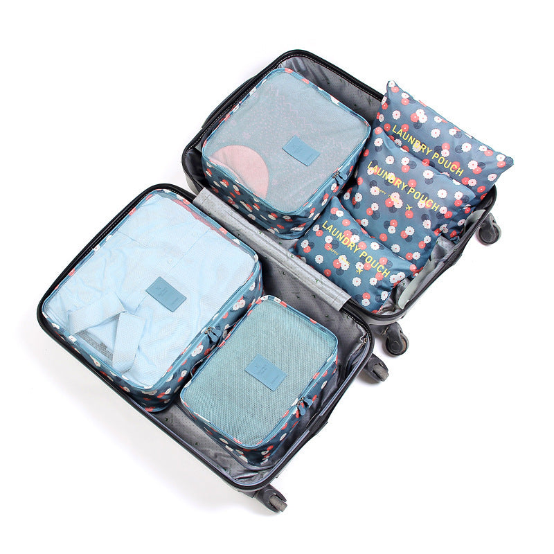 Travel Organizer Set of 6 Pink Leopard Print Storage Bags - Lightweight & Durable