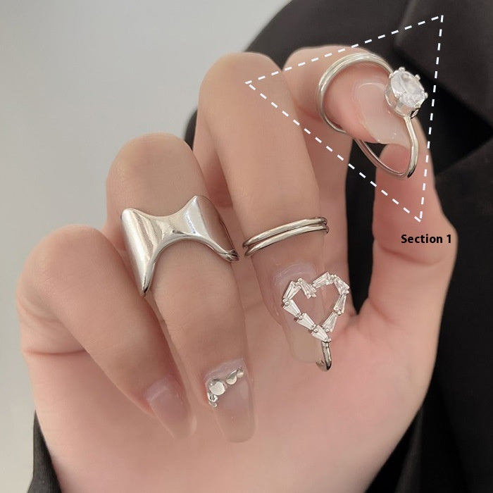 Removable Fake Nail Ring - Cross-border Zircon Inlaid Jewelry for Nail Art Women