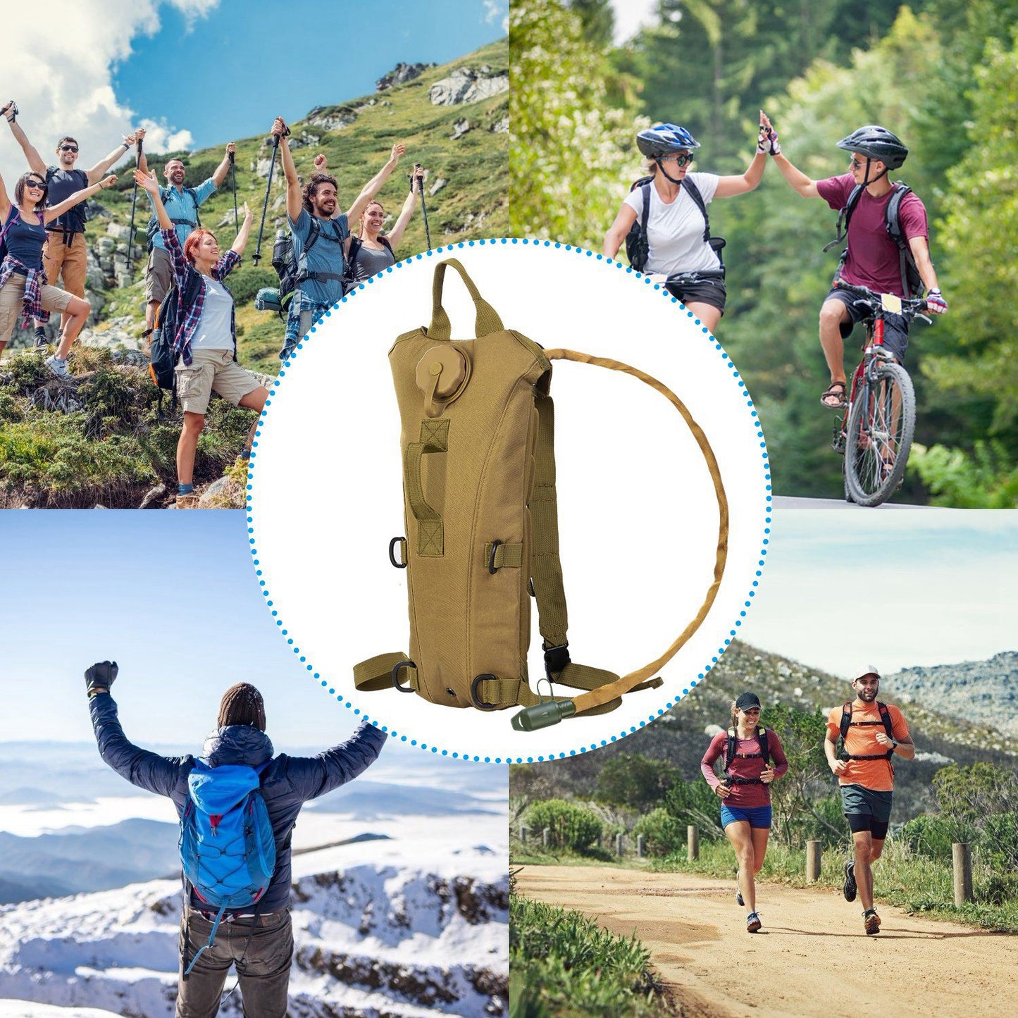 3L Tactical Hydration Pack - Adjustable Water Backpack for Hiking & Cycling