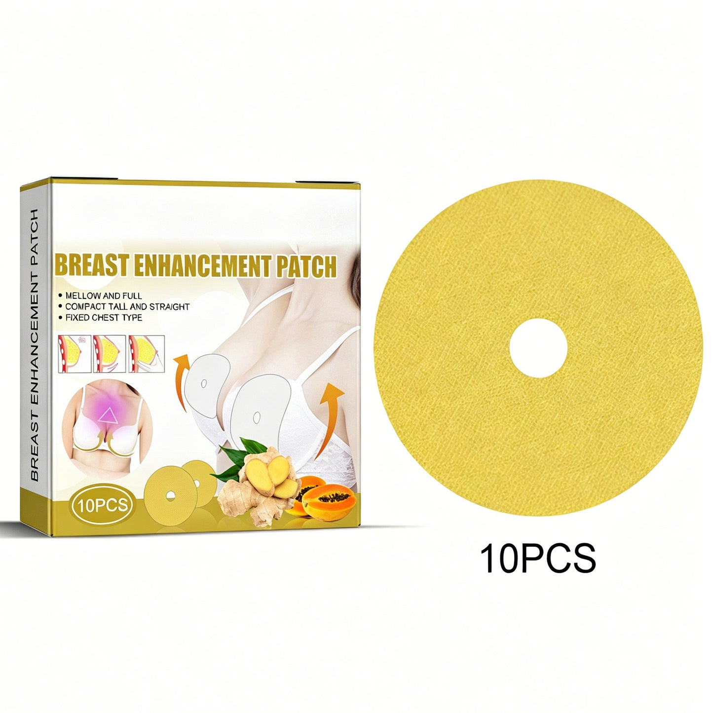 Ginger Papaya Breast Enhancement Patches - Firming & Lifting Bust Care - 10 Pcs