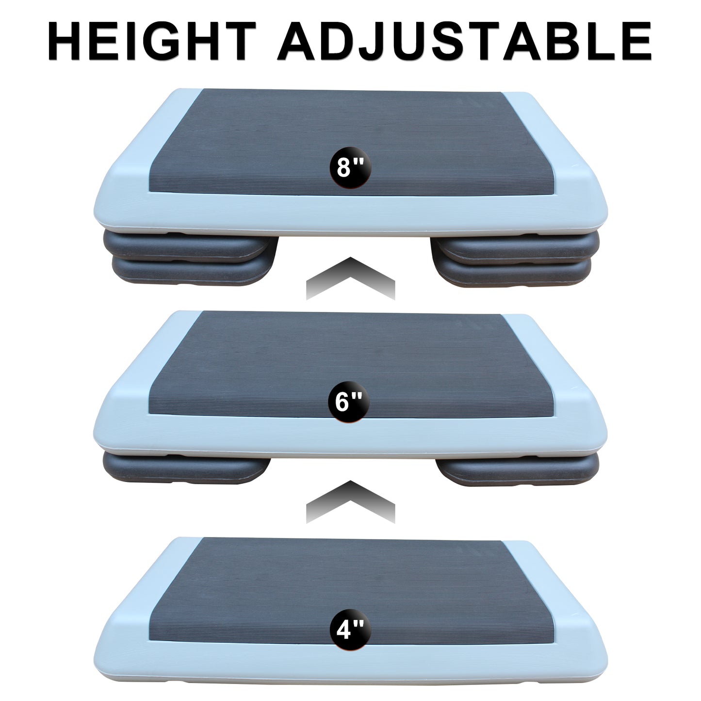 Adjustable Aerobic Stepper with 2 Risers - Gray & Black