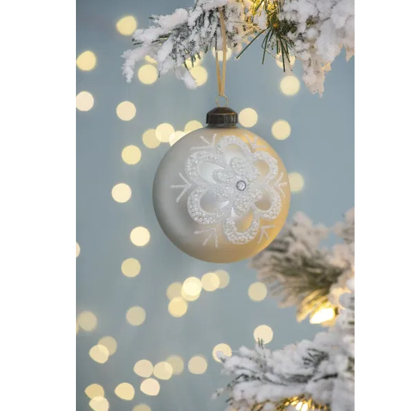 Glass Christmas Ball Ornaments - Set of 6 Decorative 3.9"