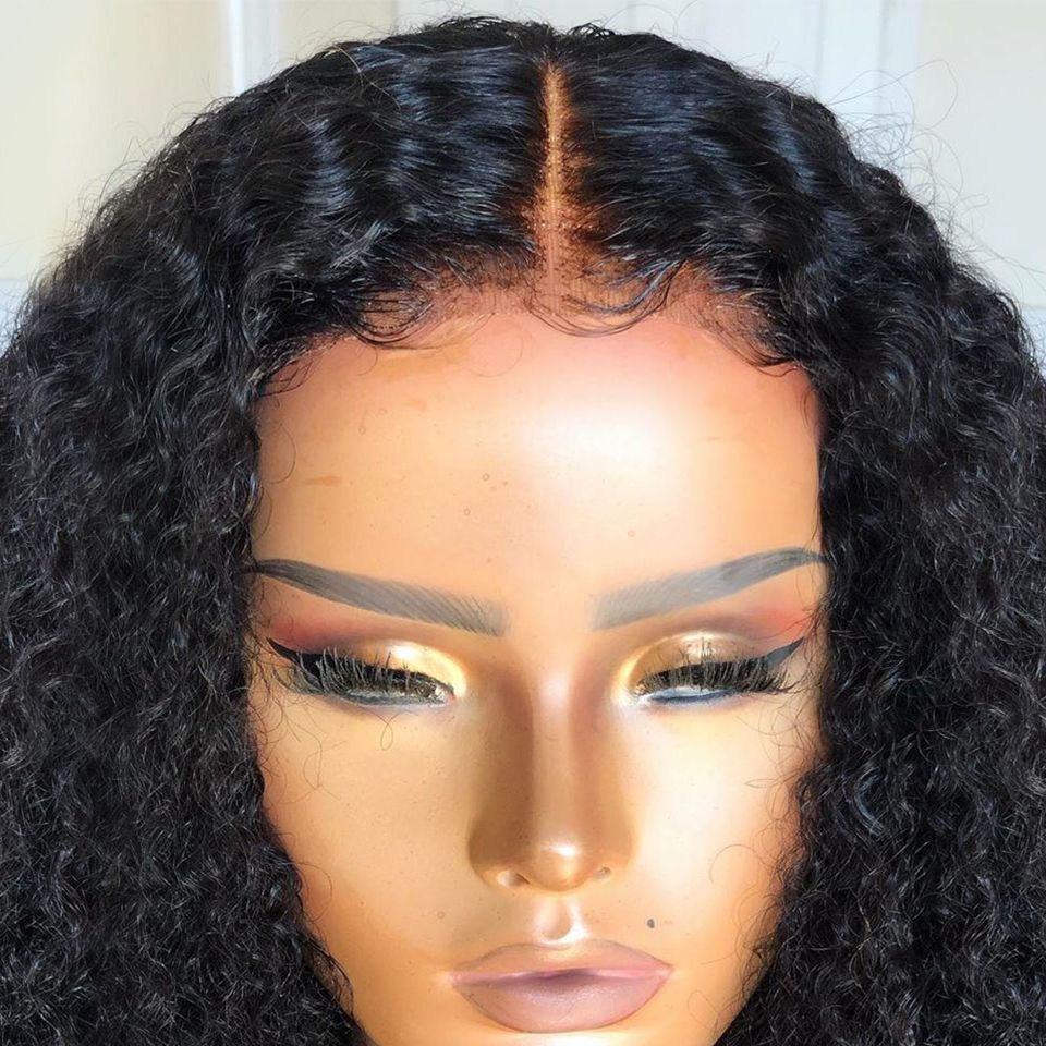 Long Kinky Curly Human Hair Wig Lace Front 16-24 Inches - Fluffy Style