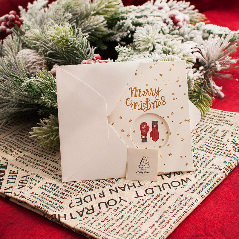 Festive Christmas Greeting Card Set with Envelopes and Stickers - Three Fold Holiday Card Collection