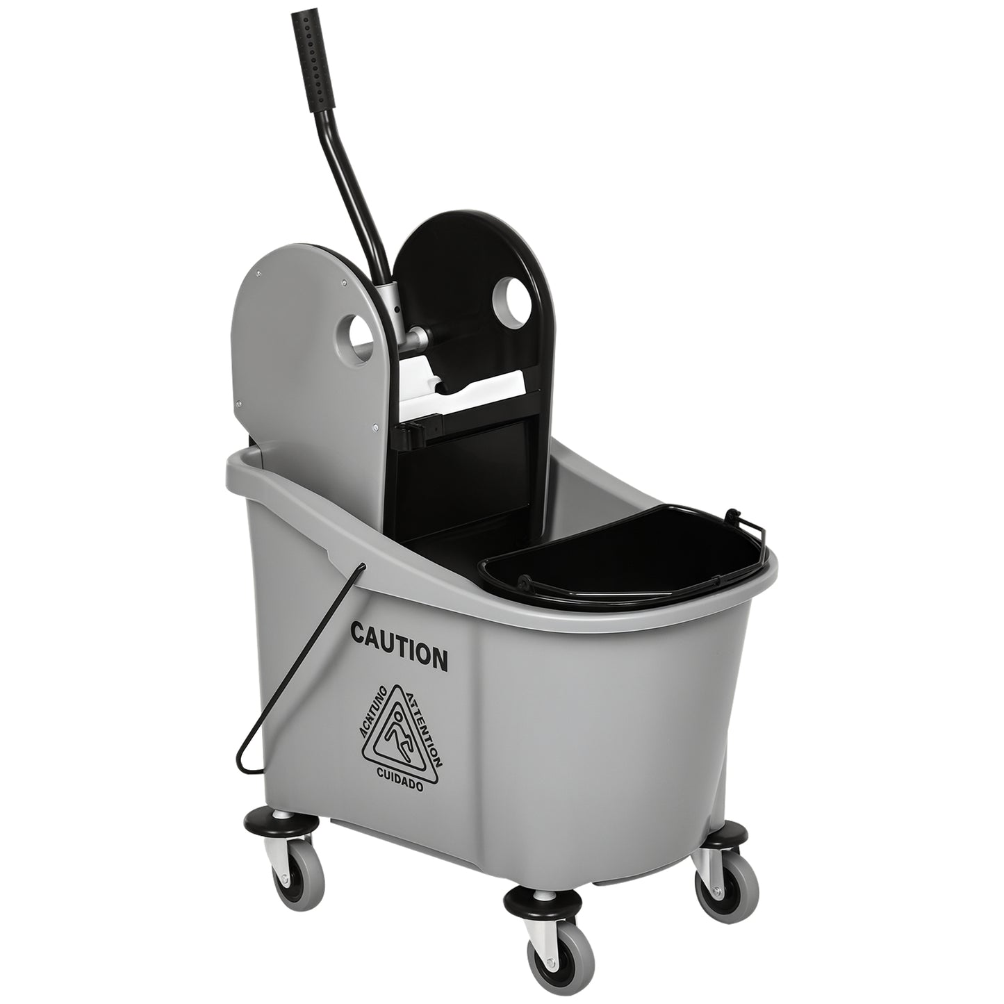 9.5 Gallon Commercial Mop Bucket with Wringer & Water Separation - Gray