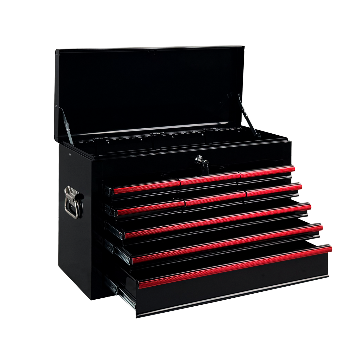 Heavy Duty Metal Tool Box 24 Inch with 9 Drawers & Locking Mechanism - Black