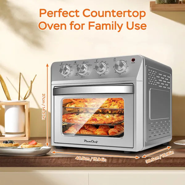 27.5QT 6-in-1 Air Fryer Toaster Oven with Drop-Down Door 1600W Stainless