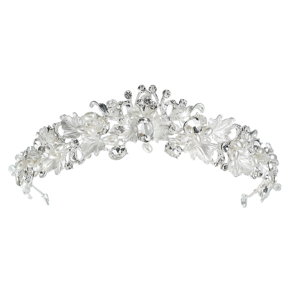 Bridal Flower Crown Headband with Baroque Flowers - Gold & Silver