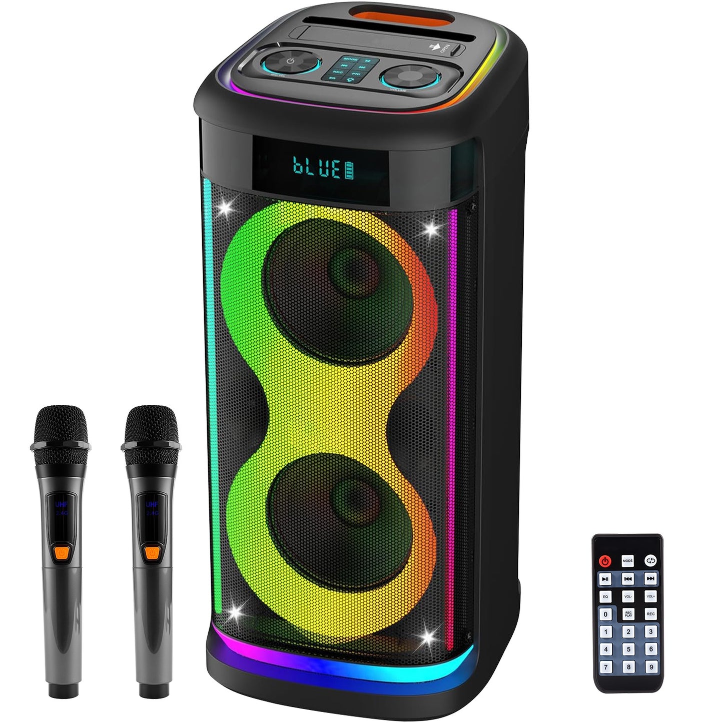 Portable Wireless Party Speaker with RGB Lights and Mic
