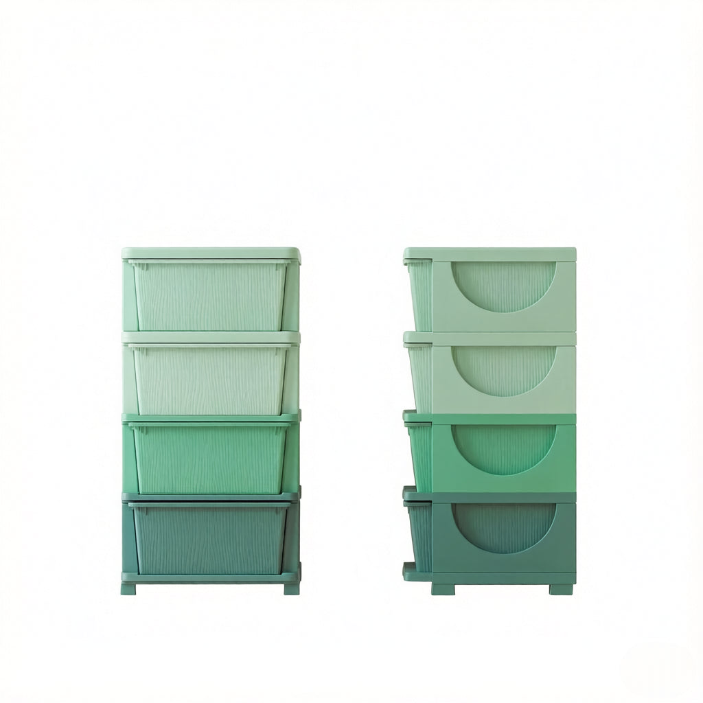 Child-Friendly Toy Storage Organizer - Green Multi-Tier Unit