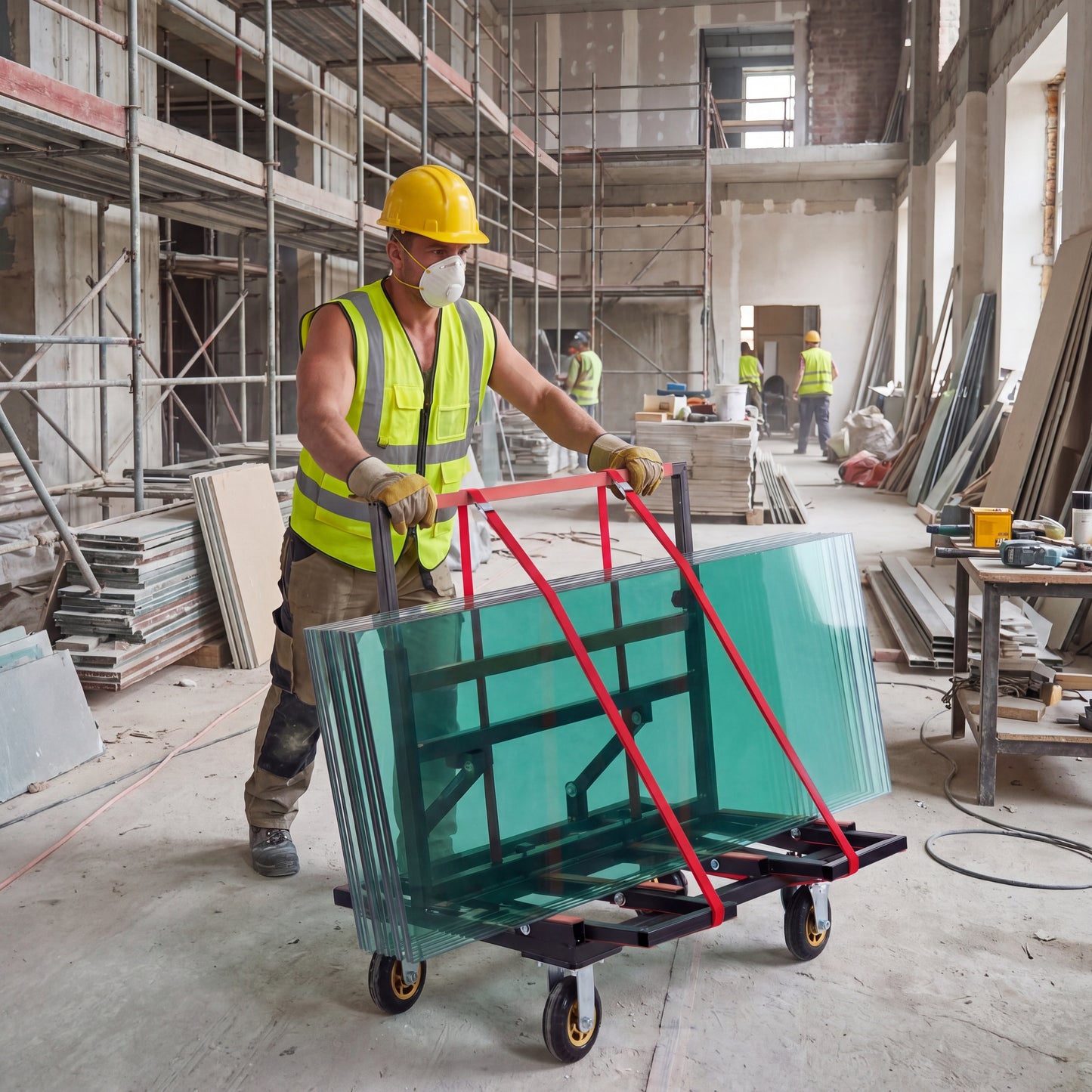 Folding Drywall Dolly with 2000 LBS Capacity & 4x6 Casters
