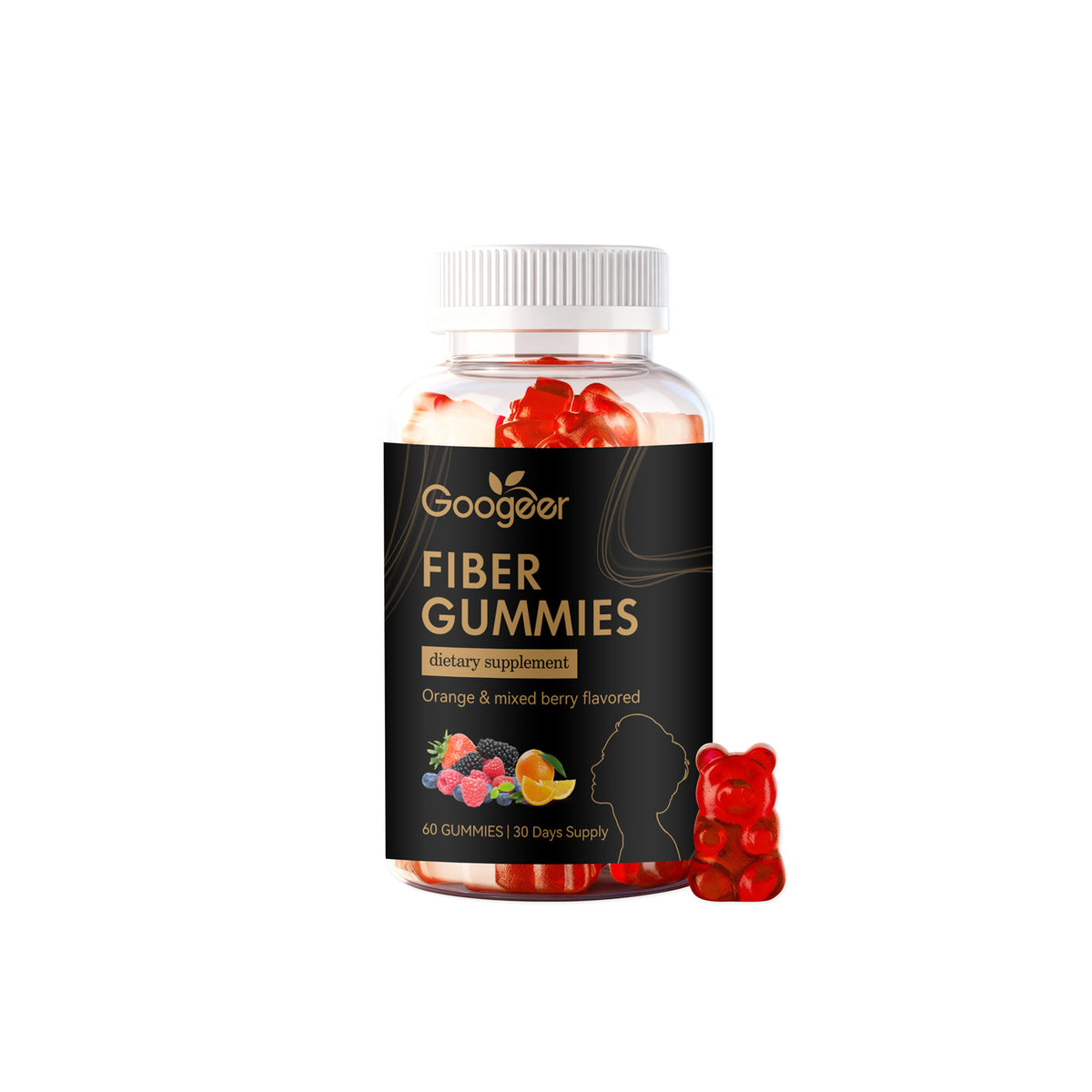 Intestinal Health Support Gummies - Prebiotic Fiber, Zinc & Turmeric - 60 Gummies