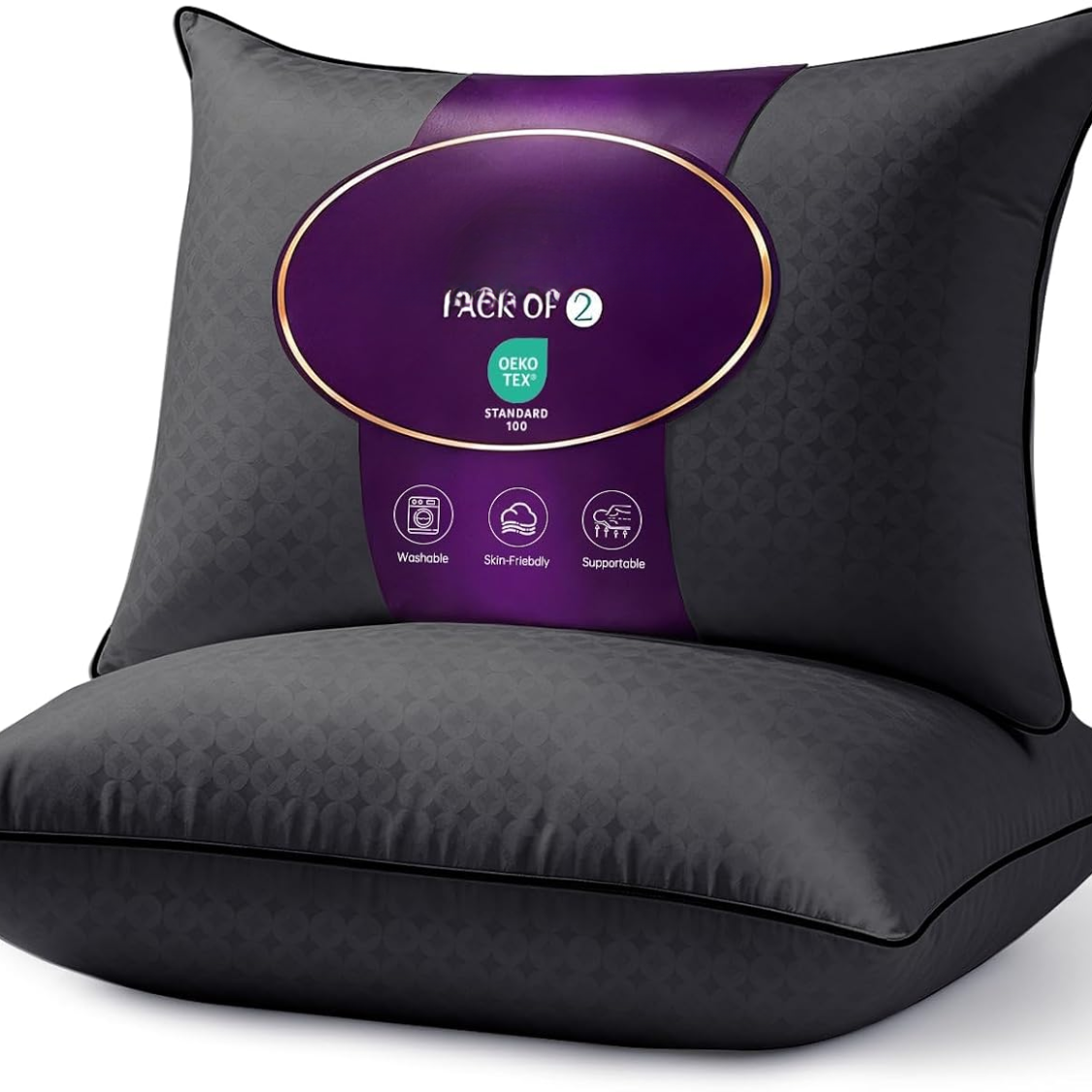 Queen Size Support Pillow Set - Firm Down Alternative for Side & Back Sleepers
