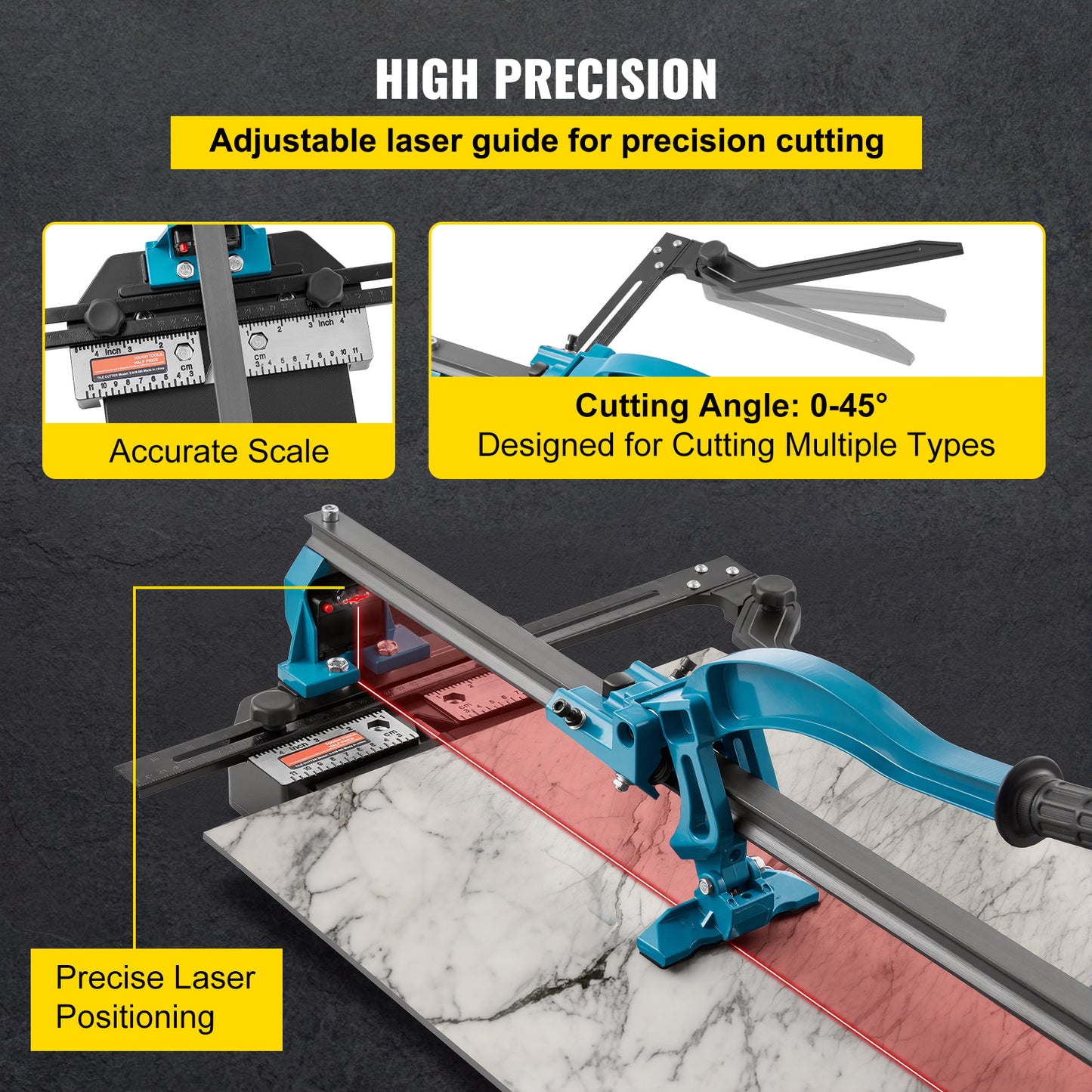 24 Inch Manual Tile Cutter for Porcelain & Ceramic Tiles with Tungsten Wheel