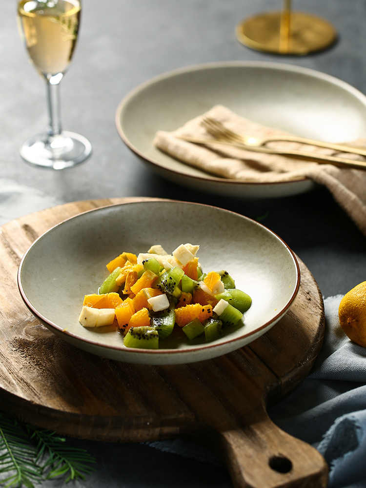 Retro Ceramic Deep Dinner Plates Set - Household Tableware