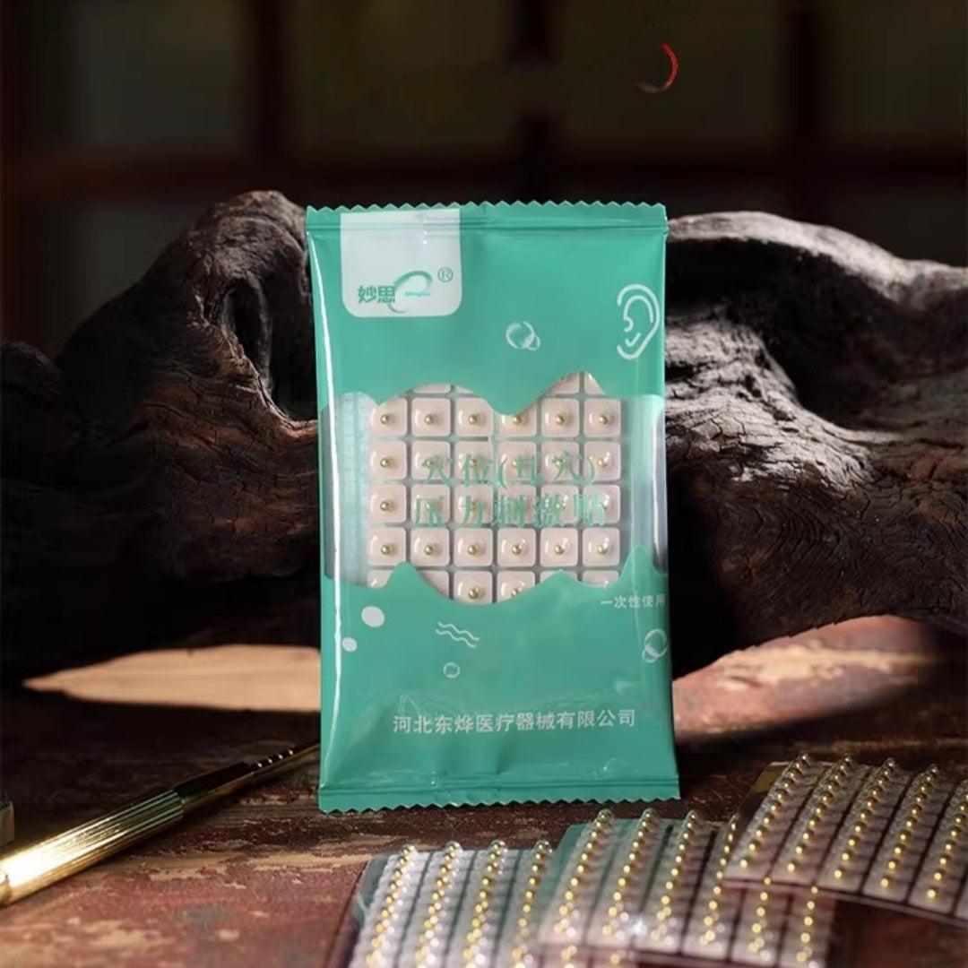 Hypoallergenic Ear Acupoint Patches with Steel Beads & Bian Stone - Pressure Needle Therapy