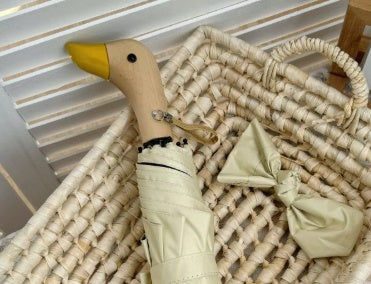 All-Weather 3-Fold Sun Umbrella with Duck-Head Handle UV Protection for Kids & Adults