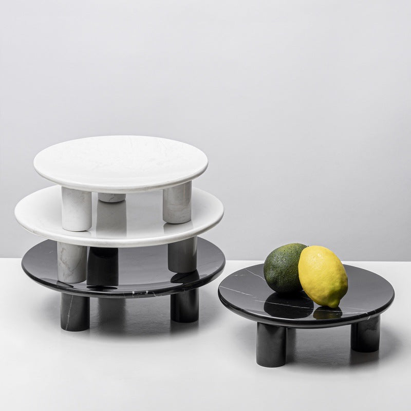 Minimalist Marble Fruit Bowl - Modern High-Foot Kitchen Decor