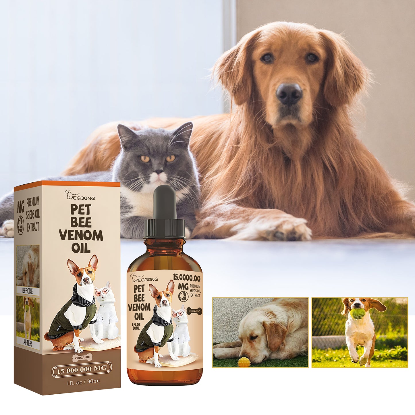 Pet Joint Support Oil for Dogs & Cats - 30ml Relief & Mobility Supplement