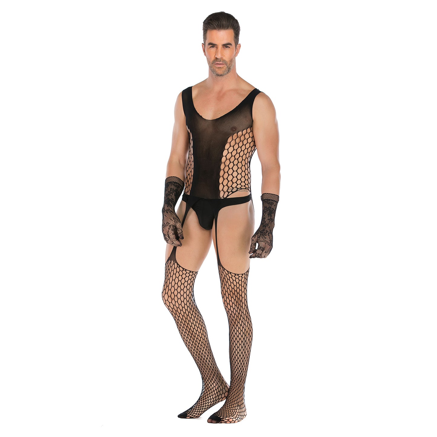 High Stretch Jacquard Lace Gloves Set for Women and Men - 2pcs