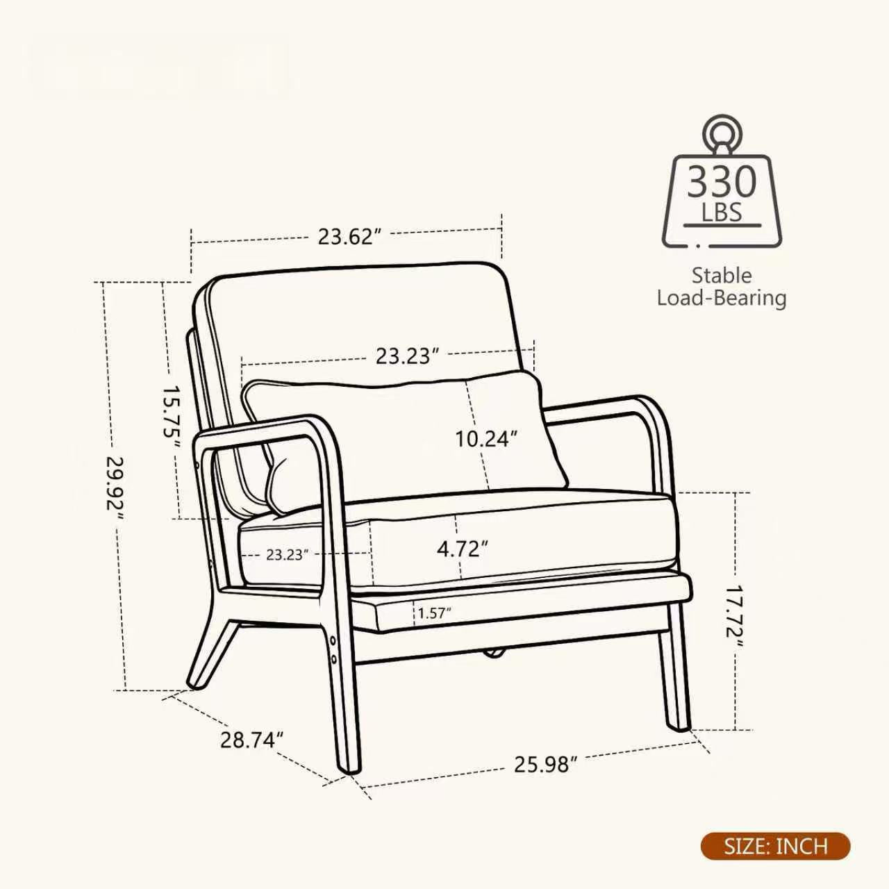 Mid-Century Modern Lounge Chair - Dark Green Upholstered Accent Chair