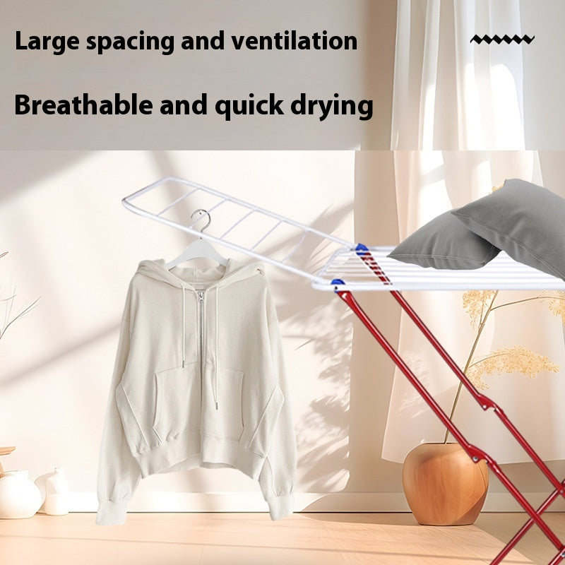 Indoor Folding Clothes Hanger Stand - Installation-Free Mobile Wardrobe Organizer