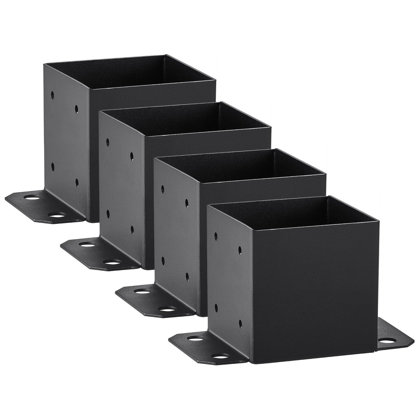 Heavy Duty Post Base Brackets 4 Pack - Black Powder-Coated Wood Supports for Deck & Pavilion